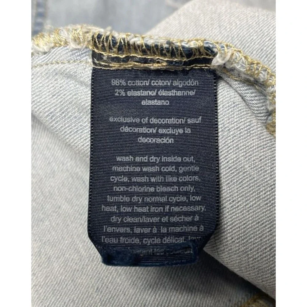 Tommy Hilfiger Distressed Faded Blue Denim Jacket Womens sz M logo retro western - Picture 5 of 8